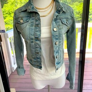 Two for one price. Wooz Blooz cropped denim jacket and denim vest.